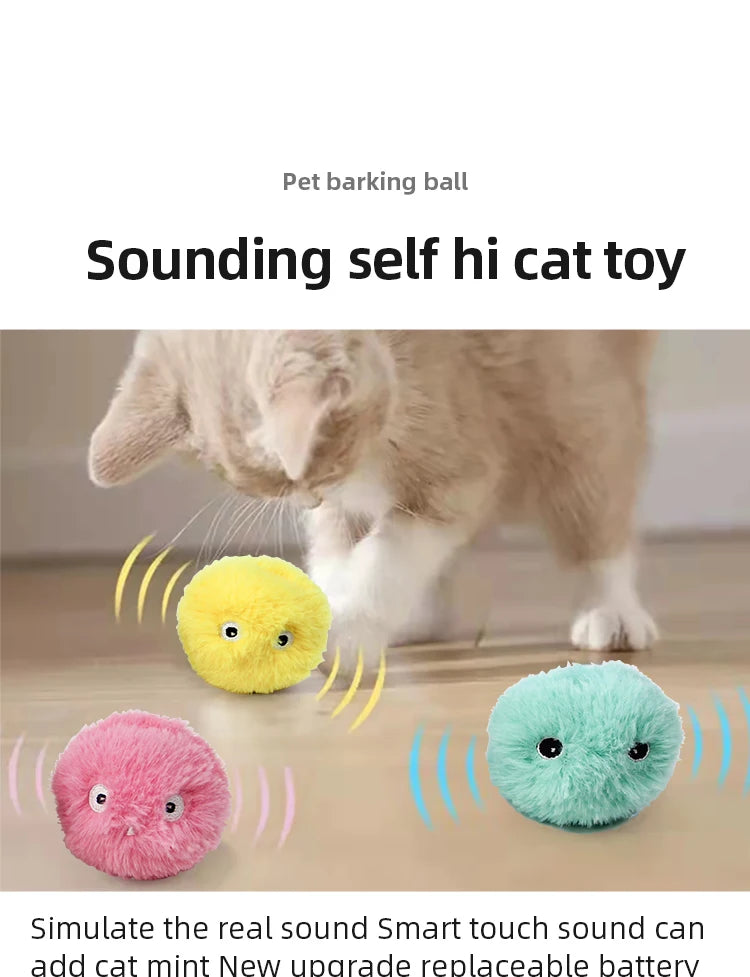 Interactive Ball Smart Cat Toys Plush Electric Catnip Squeak Toy for Kittens