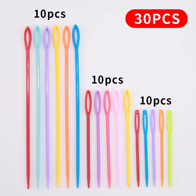 30 PCs Mixed Color Plastic Knitting Needles Crochet Hooks for DIY Sweater Weaving Tools