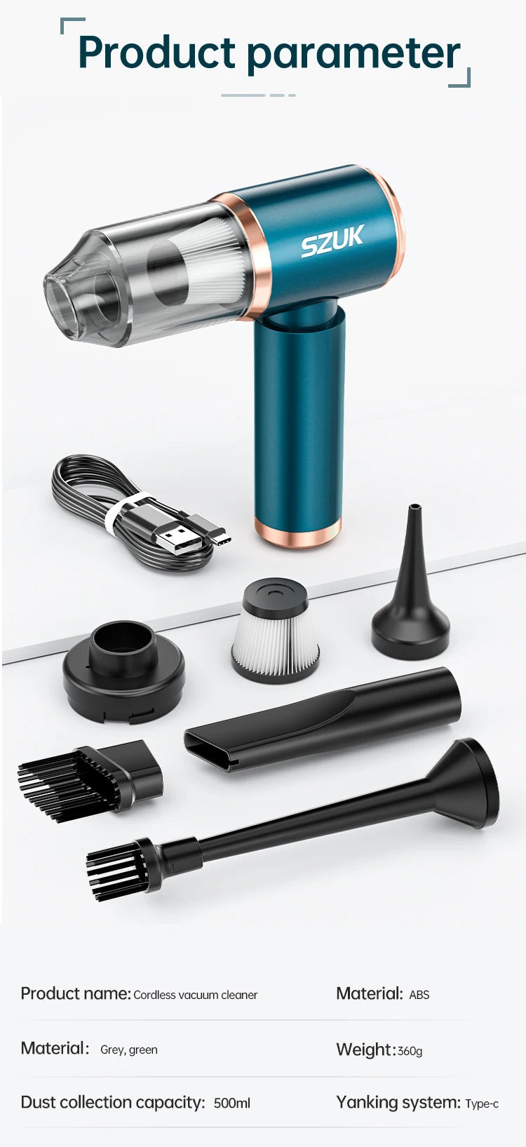 SZUK Mini Car Vacuum Cleaner Wireless Portable 2 In 1