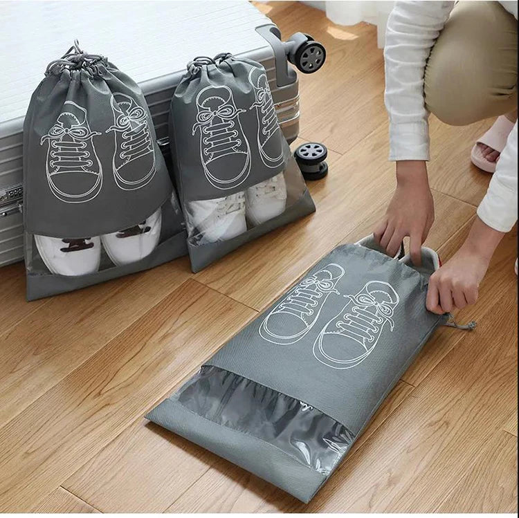Portable Translucent Matte Non-woven Shoe Storage Bag Dust-proof Travel Organizer