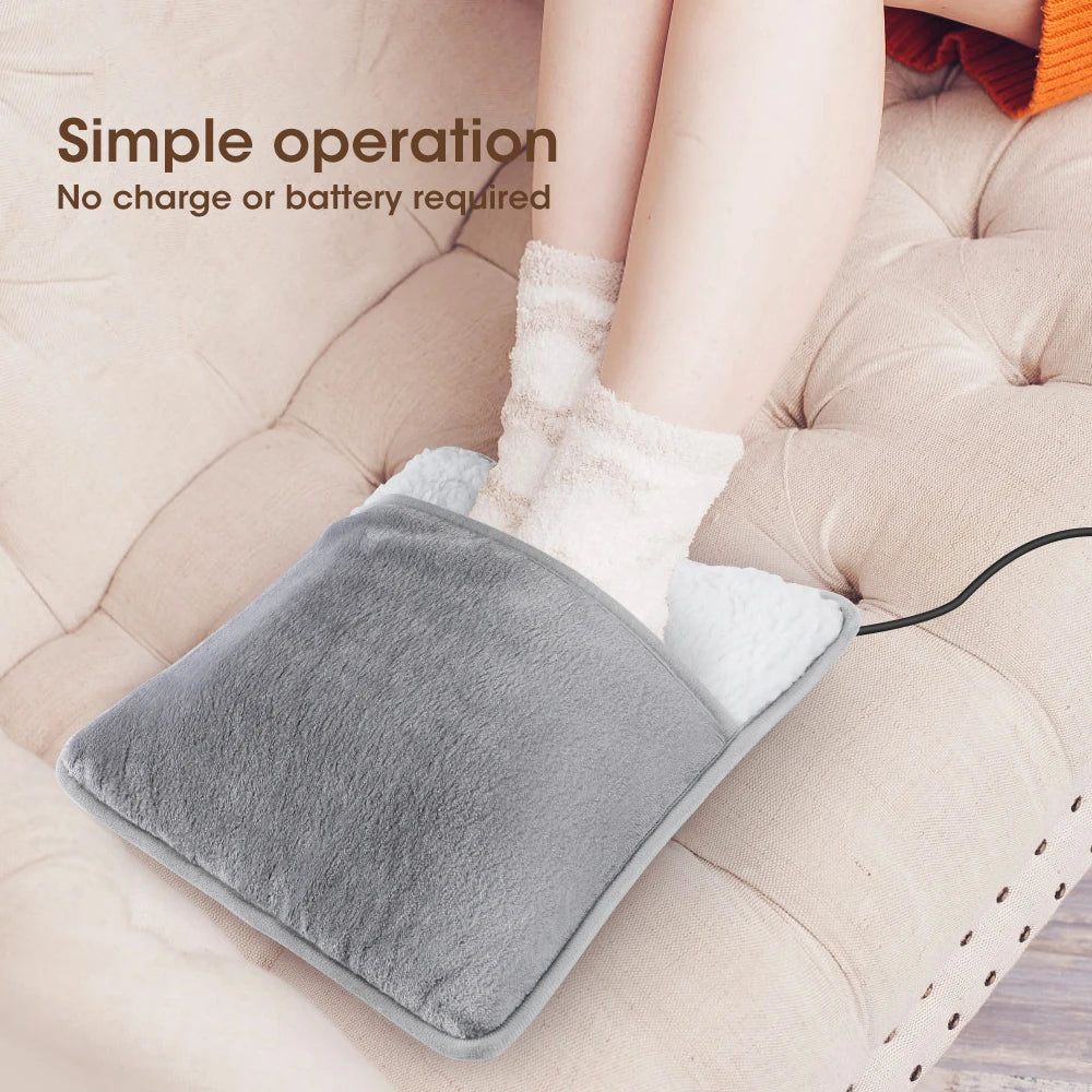 USB Foot Heating Pad - Soft Plush Washable Foot Warmer for Cozy Winter Comfort
