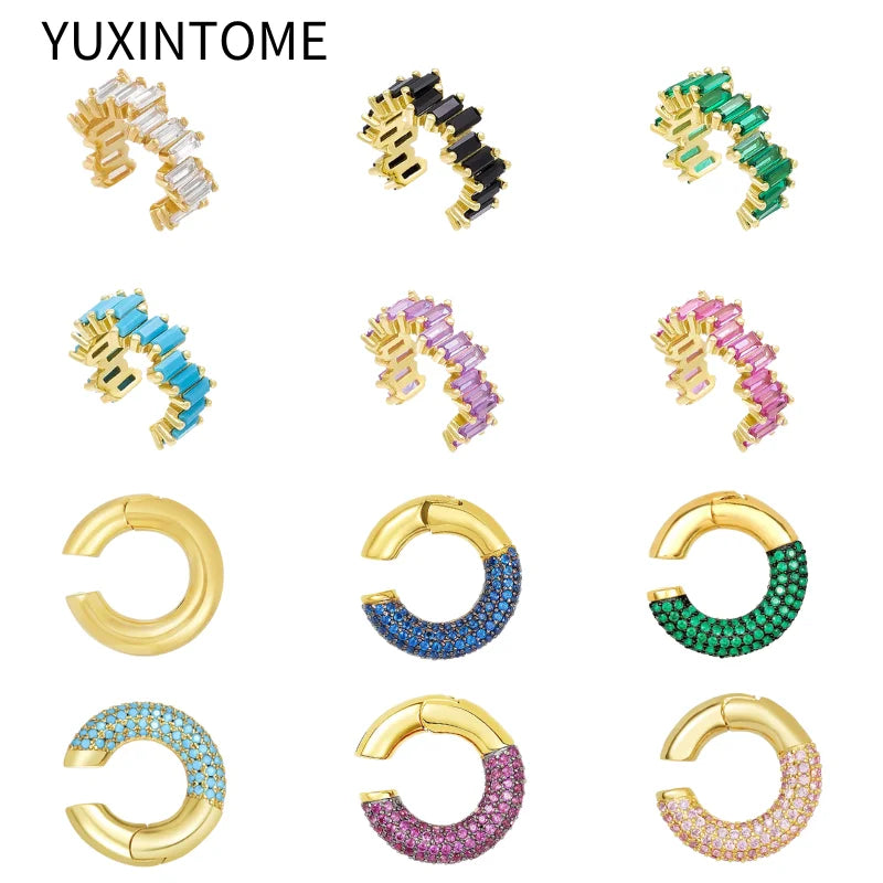 1PC Pave Color Crystal Ear Cuff Adjustable Gold Clip Jewelry
