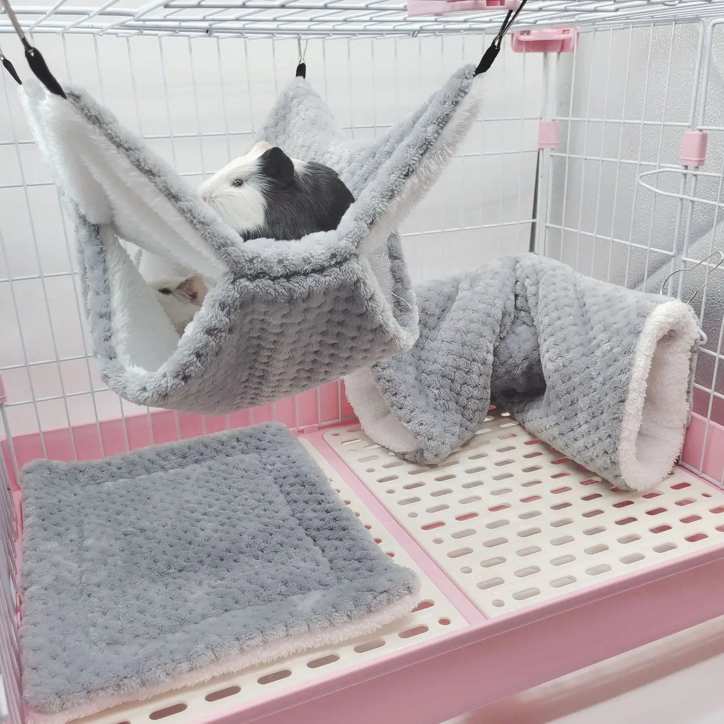 Small Animals Cages Hamster Hammock Guinea Pig Tunnel Small Pet Accessories Rats Ferret Hanging Bed Hamster House Sleeping Bag