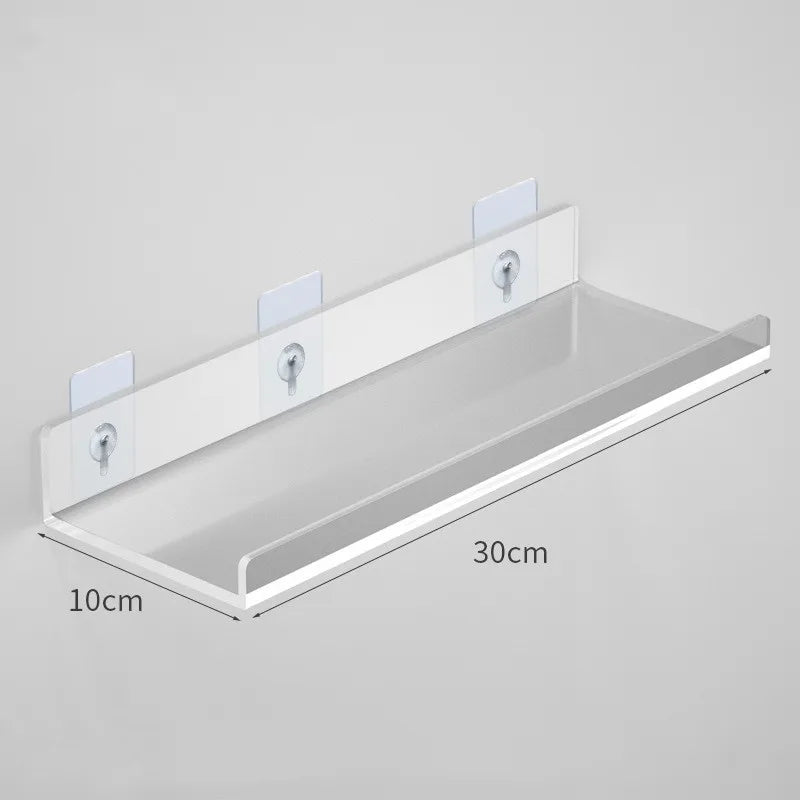 1pc Clear Acrylic Storage Rack Wall Mounted Shelf for Makeup, Books, and Organizing