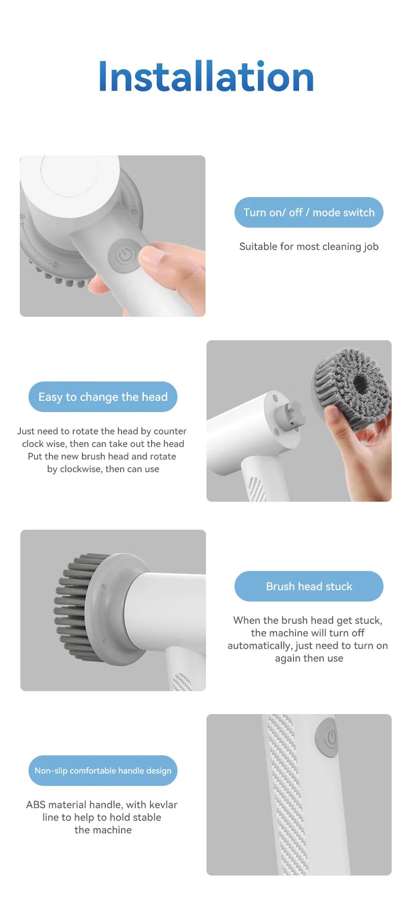 Wireless Electric Cleaning Brush for Kitchen and Bath