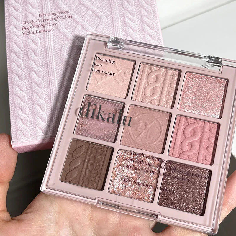 9-Color Eye Shadow Palette Glitter Pearly Long Lasting Korean Makeup