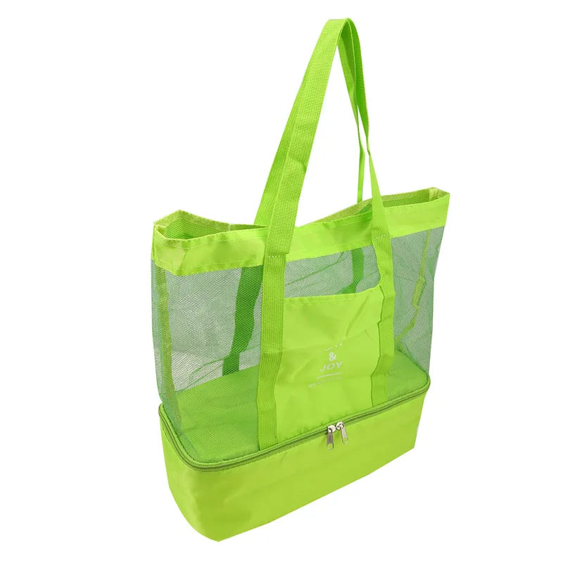 Beach & Picnic Mesh Cooler Bag – Transparent Double-Layer Insulated Tote for Women, Travel & Swim Gear