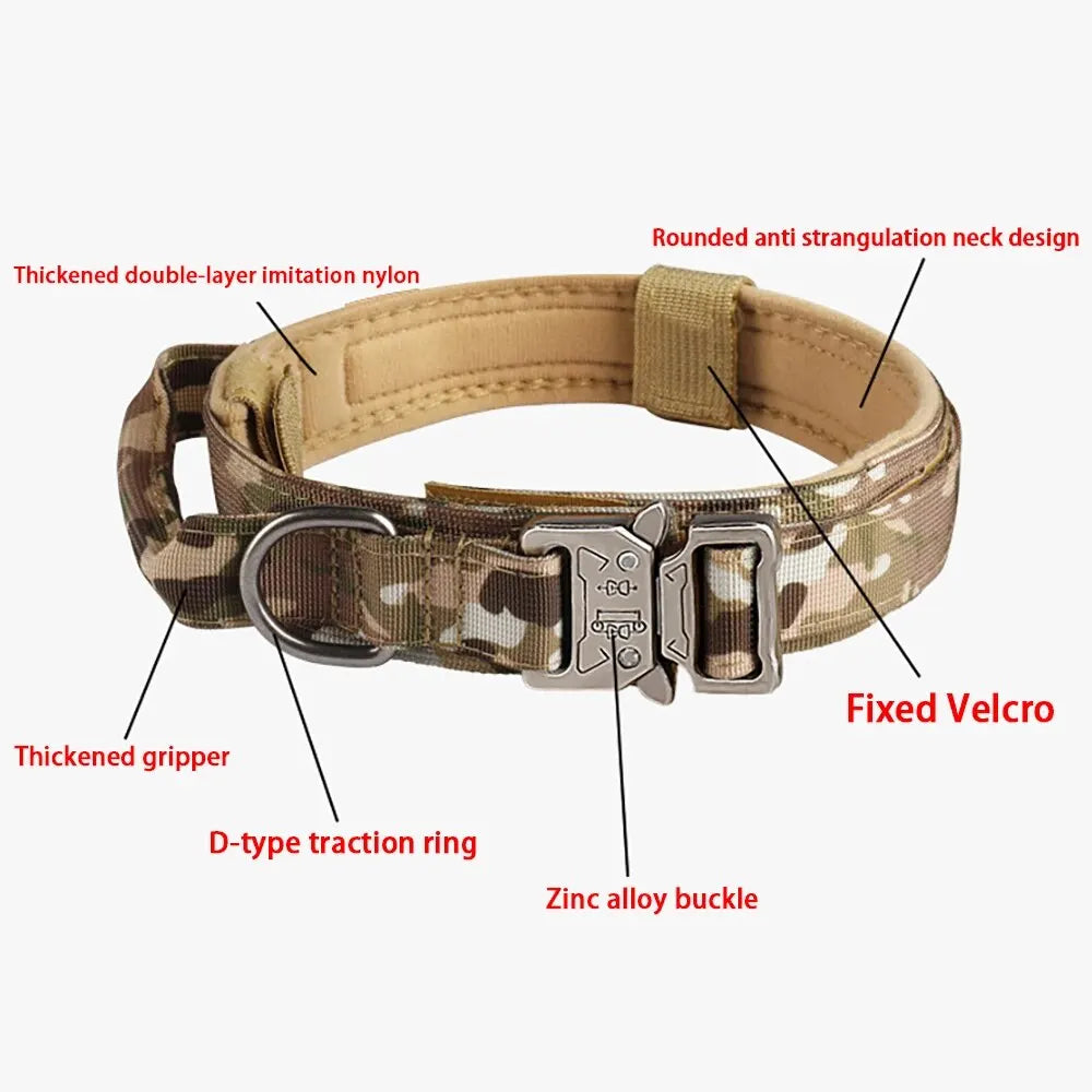 Pet Products Outdoor Tactical Dog Collar Nylon Metal Buckle for Medium and Large Dogs