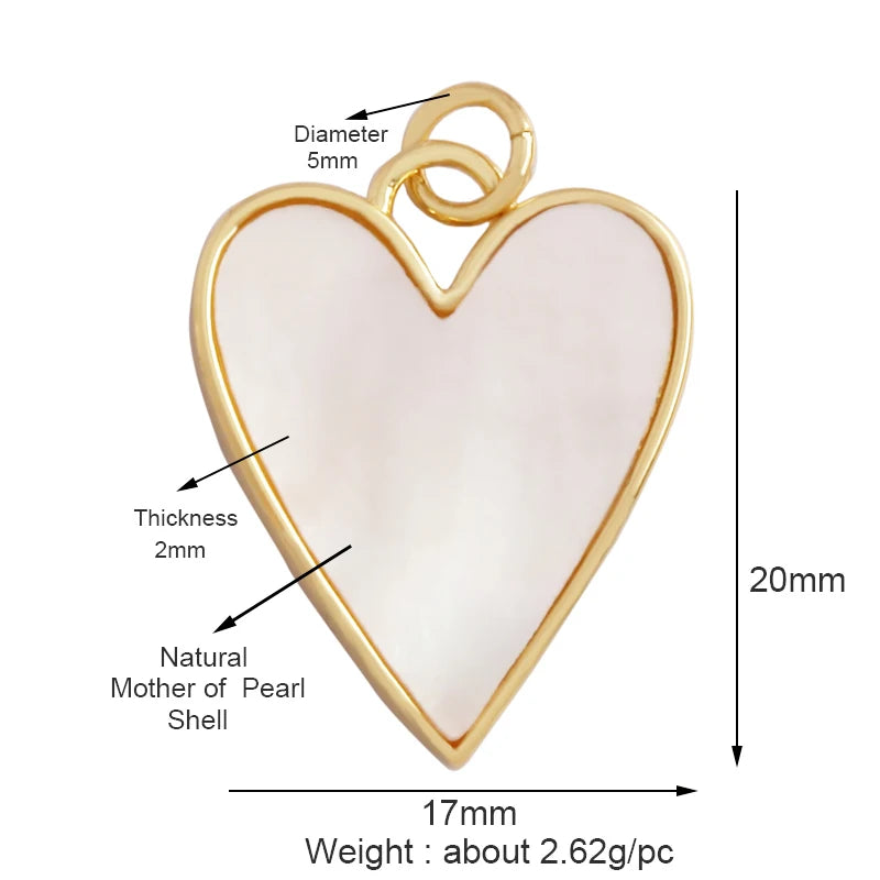 Classics Love Heart Star Zircon Focal Charm Pendant 18K Gold Plated Shell Pearl Jewelry