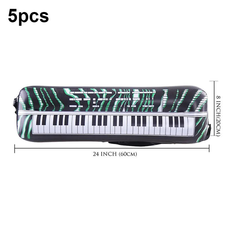 5 Piece PVC Musical Instrument Inflatable Balloon Set with Guitar and Microphone for Kids Birthday and Retro Party Decorations