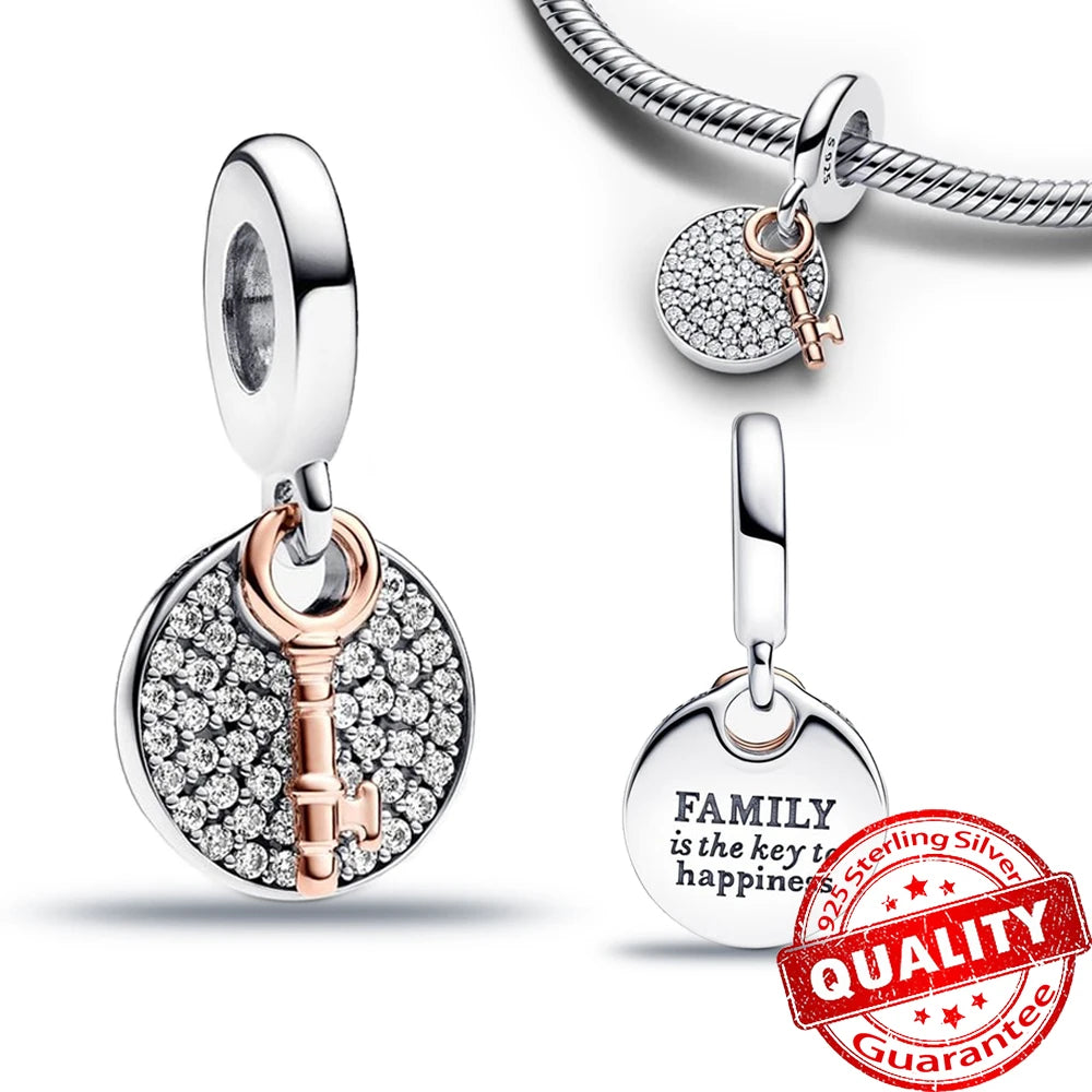 Authentic 925 Sterling Silver Charm Sparkling Star Moon Sun Pendant Jewelry Gift