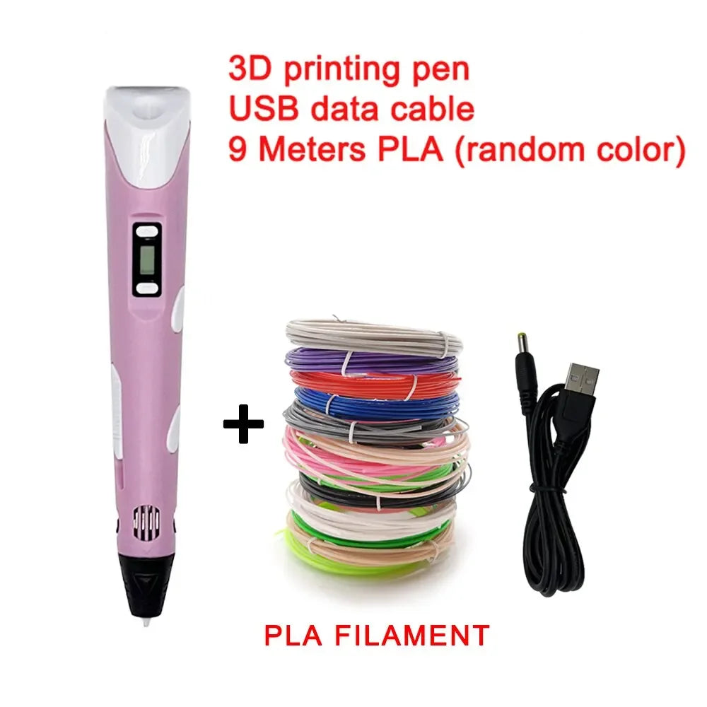 USB 3D Printing Pen Drawing 9M PLA Children's 3D Graffiti Drawing Pen Toy Smart Gift DIY Art Tool Birthday Christmas Gift