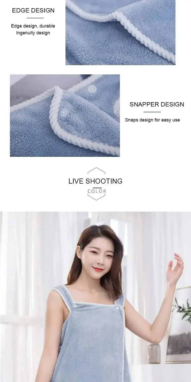 Womens Bath Towels Girls Wearable 140x85 Fast Drying Bathrobe