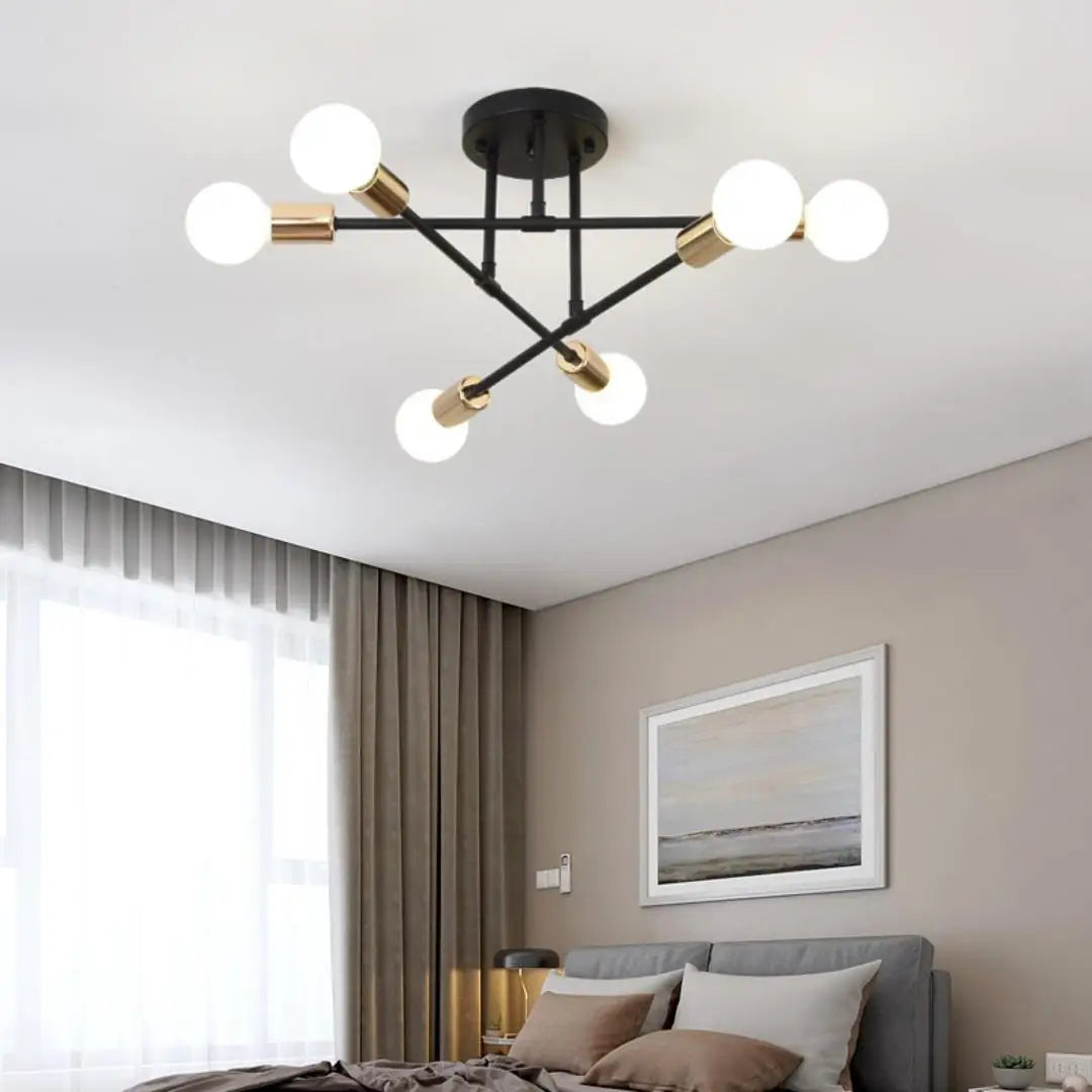 Nordic Minimalist LED Pendant Light Chandelier for Bedrooms and Living Rooms Black and Gold Lighting Fixture