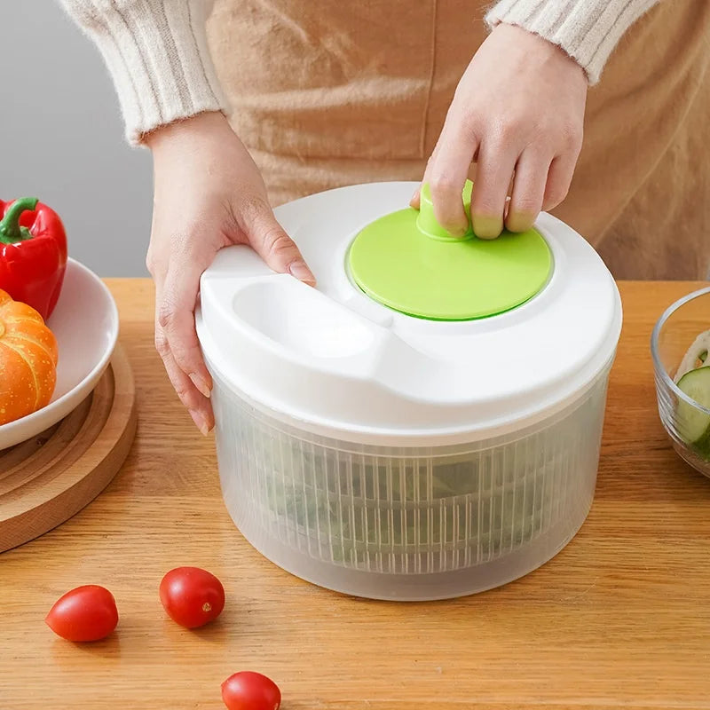 Multifunctional Manual Vegetable Dehydrator and Salad Spinner with Fruit and Lettuce Drain Basket for Efficient Home Kitchen Use