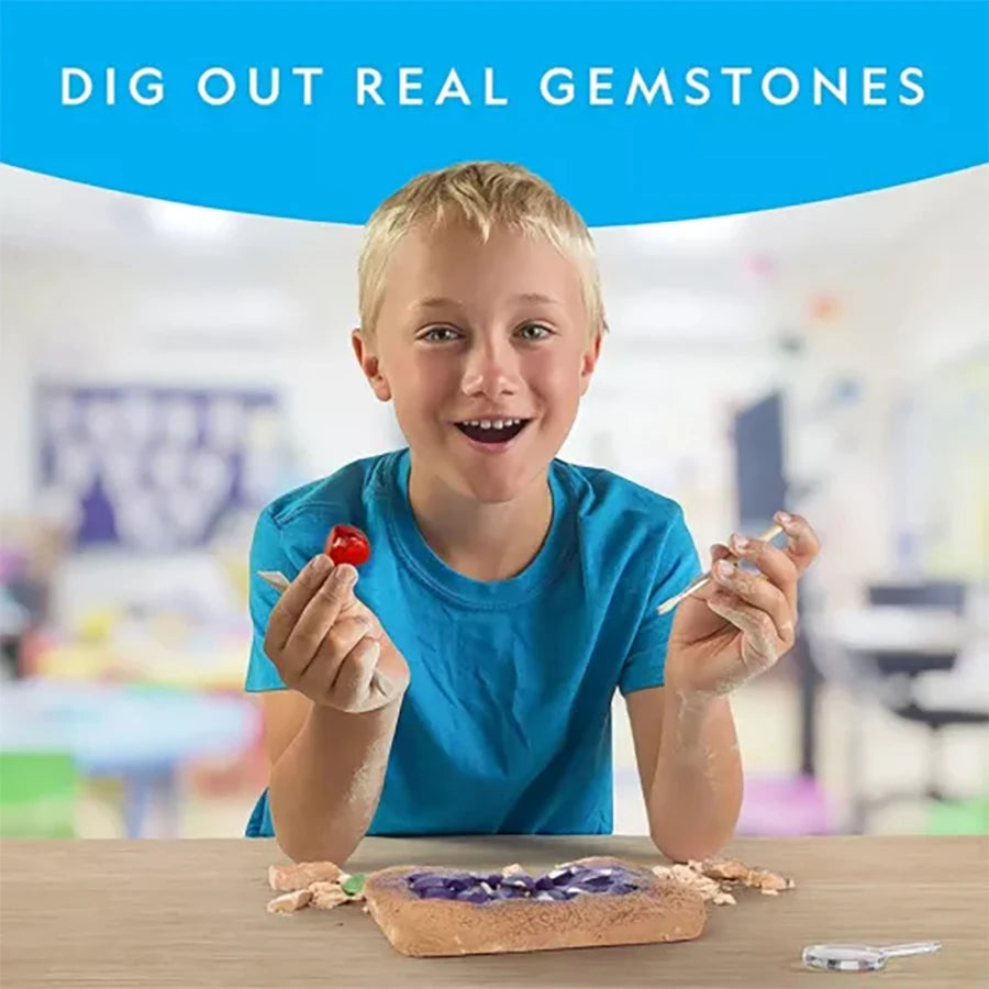 National Geographic Dig and Discover Gem Stone Crystal Mining Kit for Kids Educational Toy Hands-On Learning Gift