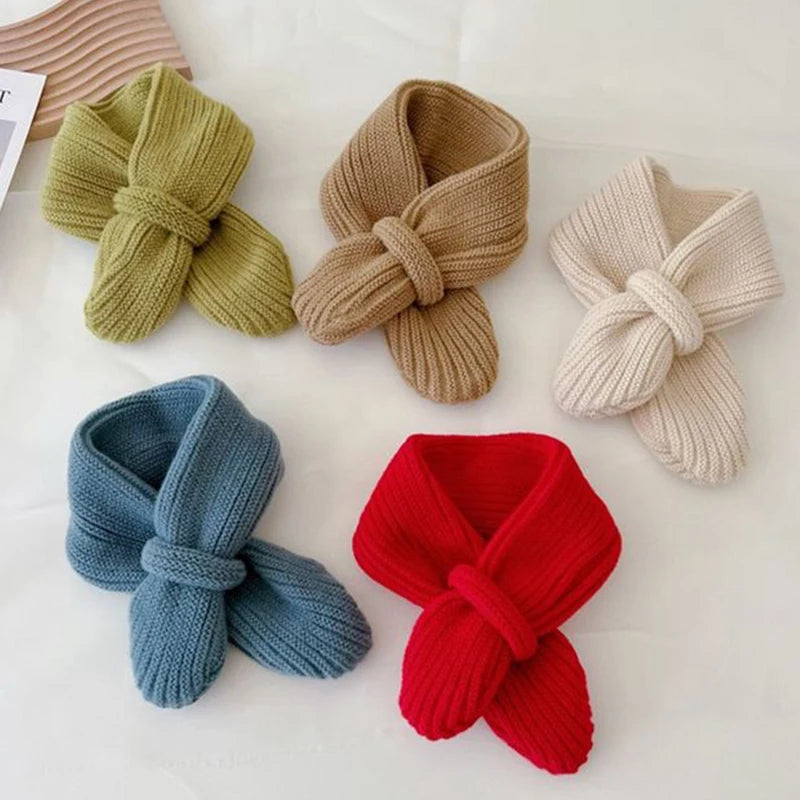 Simple Fashion Baby Scarf Candy Color Woolen Knitted Scarves for Kids Winter Warm Neckerchief