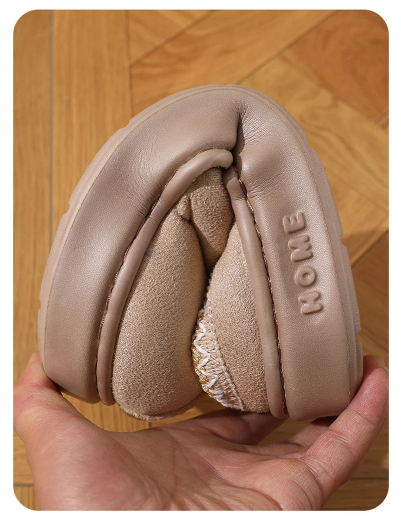 Home Soft Plush Slippers Women Winter Non-Slip Cotton Slides Plus Size 45 Warm Thick Bottom
