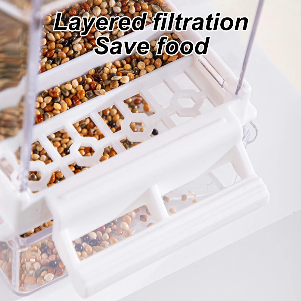 1 pc Automatic Bird Feeder Cage-Mounted No-Battery Operation Anti-Splatter Design Seed Dispenser with Perch for Pet Birds Parrot