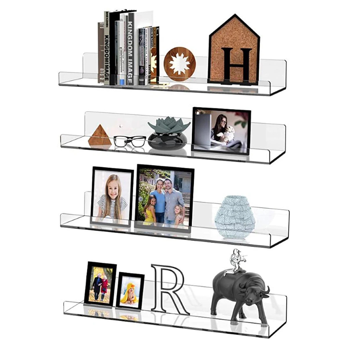 2pc Clear Acrylic Storage Rack Wall Mounted Shelf Organizer