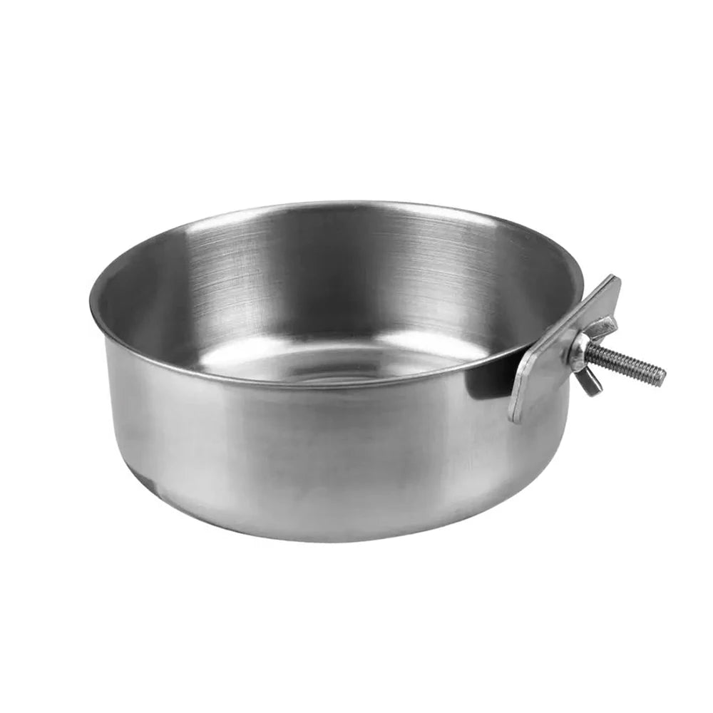 Stainless Steel Bird Bowls Safe Cage Hanging Feeder Bowl Parrot Rabbit Hamster Food Water Feeding Bowl Pet Cage Accessories