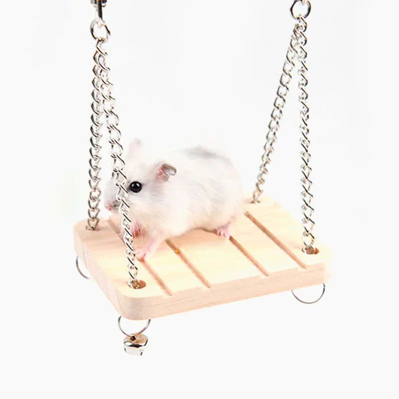 Pet Hamster Bird Wooden Toy Game Board Hanging Swing Squirrel Fun Springboard Chinchilla Cockatiel Swing Ladder Pet Supplies