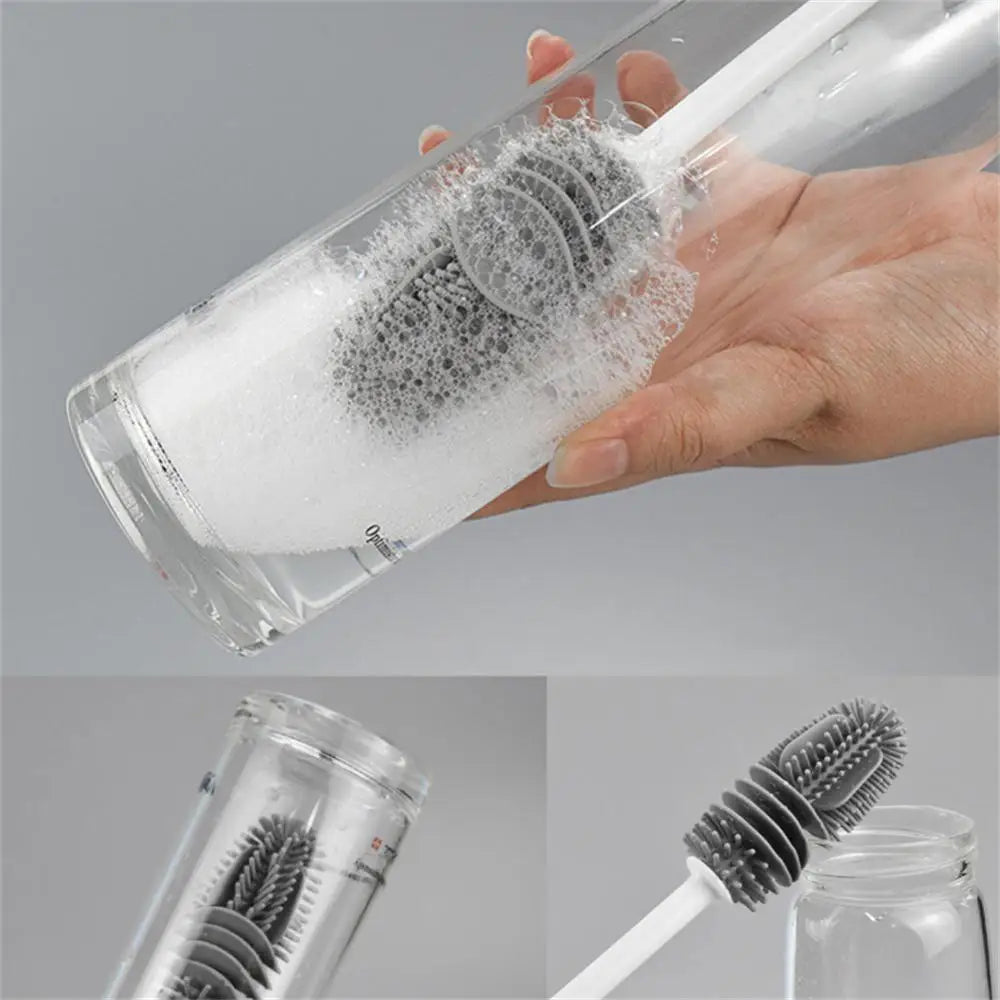 Silicone Milk Bottle Brush Long Handle Kitchen Cleaner Tool