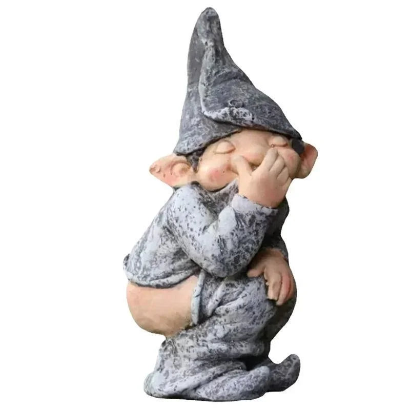 Outdoors Resin Statue Naughty Knome Figurine Garden Ornament