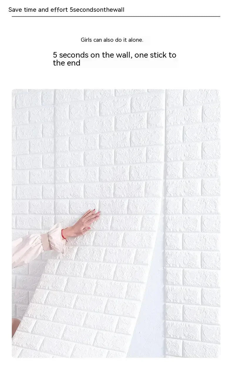 70cm*2m 3D Soft Foam Brick Wallpaper Roll Self Adhesive Decor