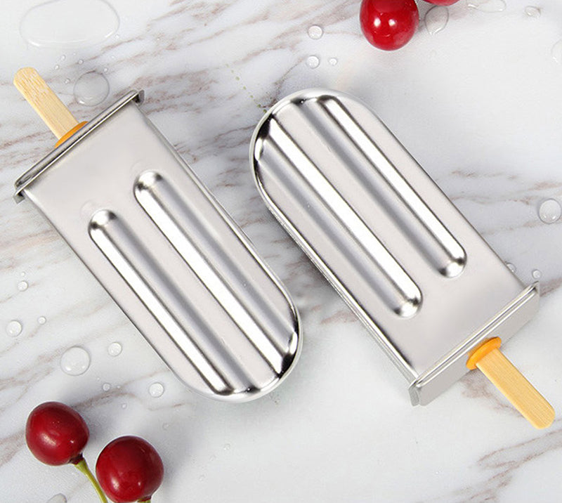 Stainless Steel Popsicle Mold Set β Reusable Ice Lolly Maker with Holder Rack for Homemade Treats