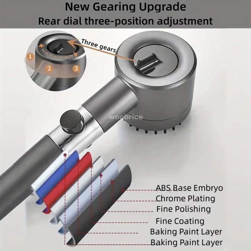 Cabezal de ducha de 4 modos Cabezal de ducha de alta presión Cabezal de ducha de masaje de agua con parada de una tecla con elemento de filtro Accesorios de baño