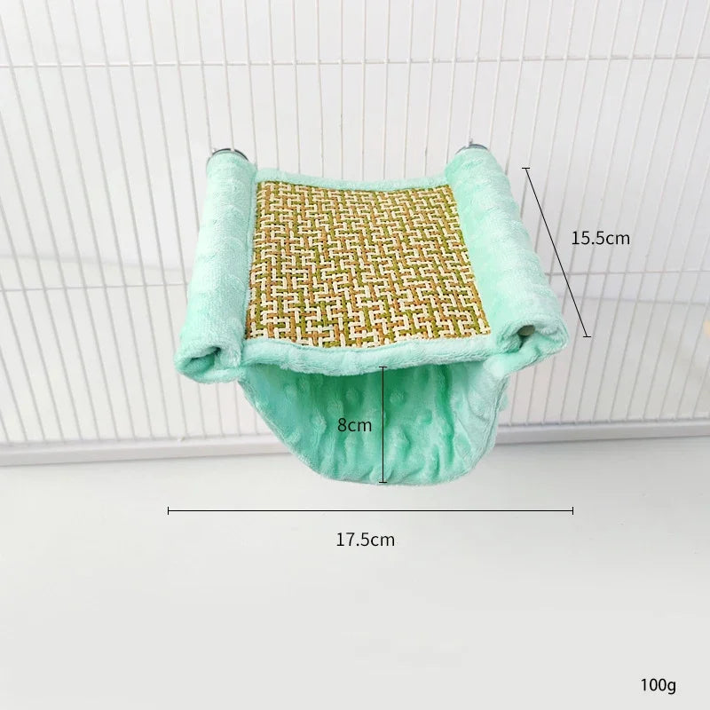 Warm Plush Bird Hammock Parrot Hanging Bed Rattan Bird Sleeping Bed Double Layer Parrot Hamster Hammock Small Pet Supplies