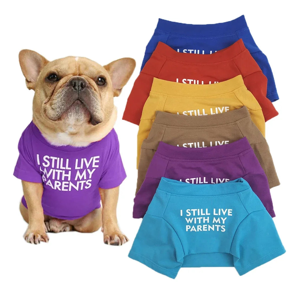 Summer Spring Dog Clothes Quality Breathable Pet Clothing Soft Letters Printed French Bulldog Clothes for Small Dogs T-shirt
