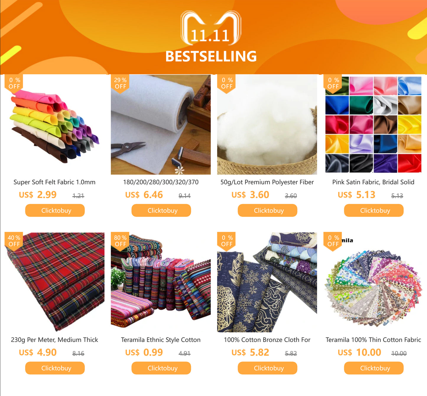 Teramila 8/32/50PCS Classic Solid Cotton Fat Quarter Fabric