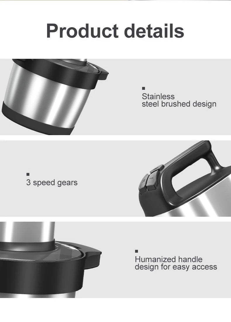 1500W 6.5L Stainless Steel Meat Grinder 3 Gears 4-Layer Blade