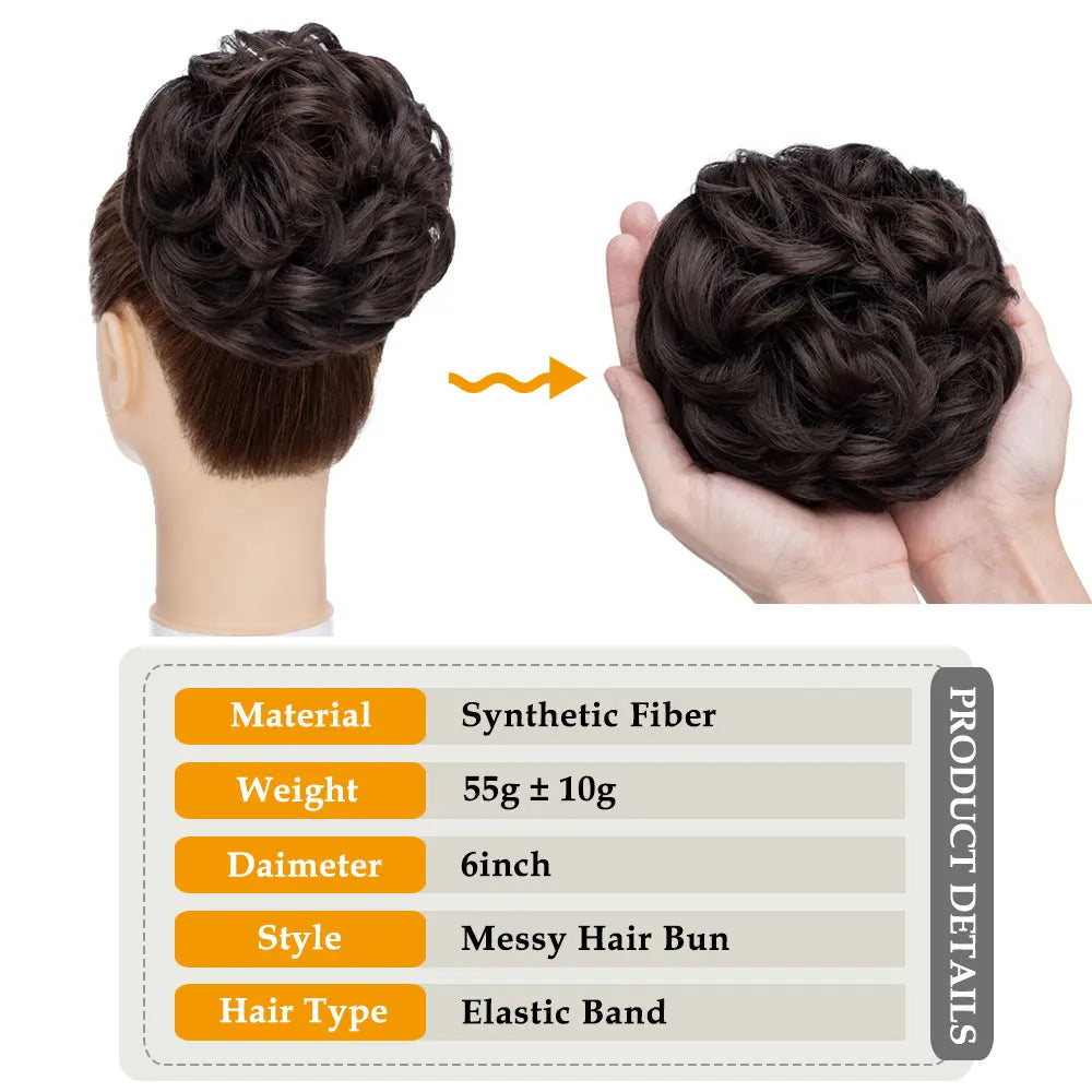 Hairro Synthetic Messy Hair Bun Scrunchies For Women 55g