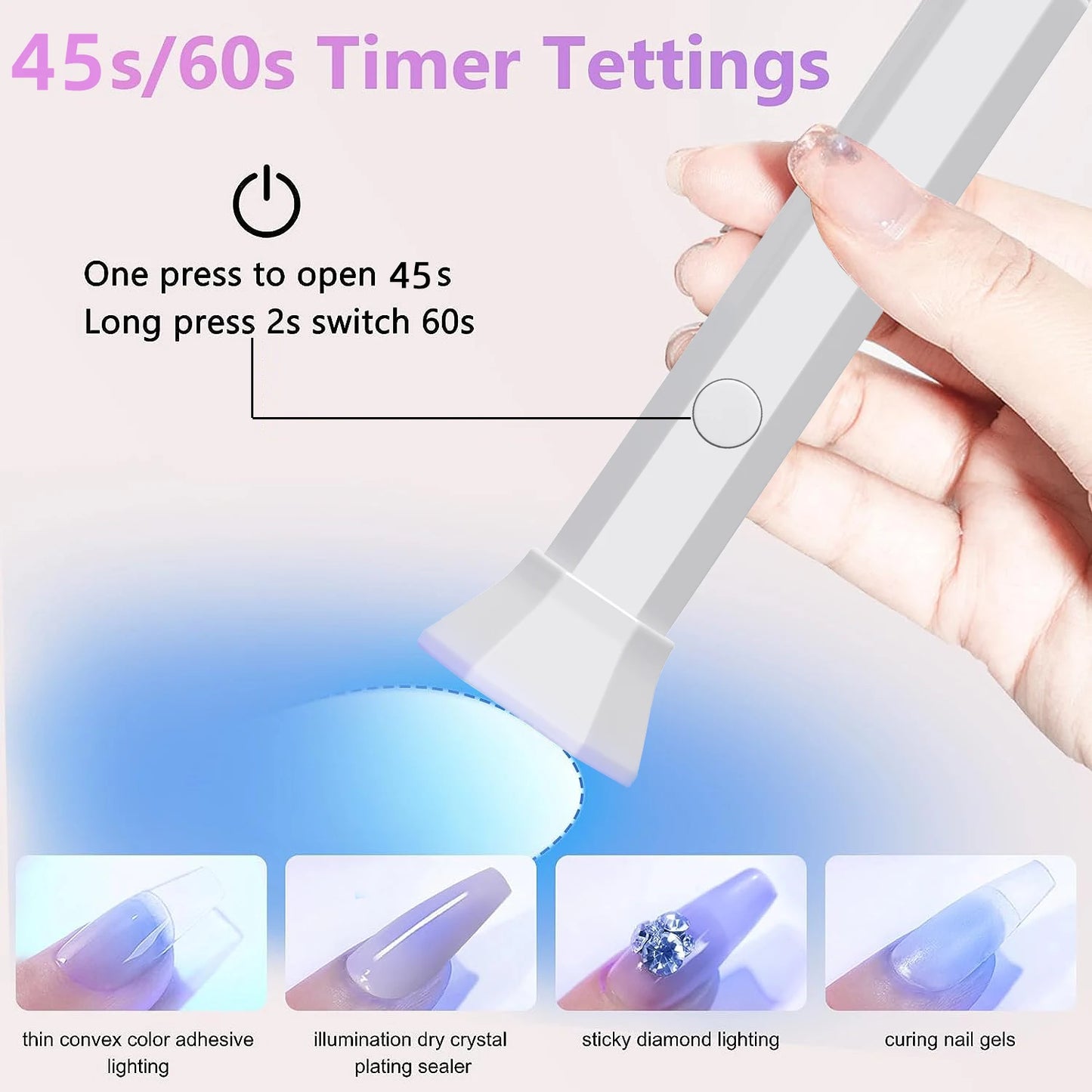 Portable Nail Dryer Lamp UV LED Light USB Rechargeable Quick Dry Gel Polish Curing Machine