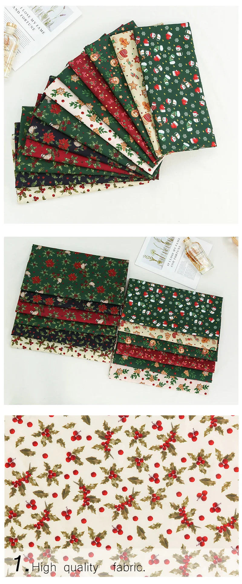 Christmas Series Cotton Fabric 150x50cm Printed Cloth for Sewing Quilting and DIY Projects