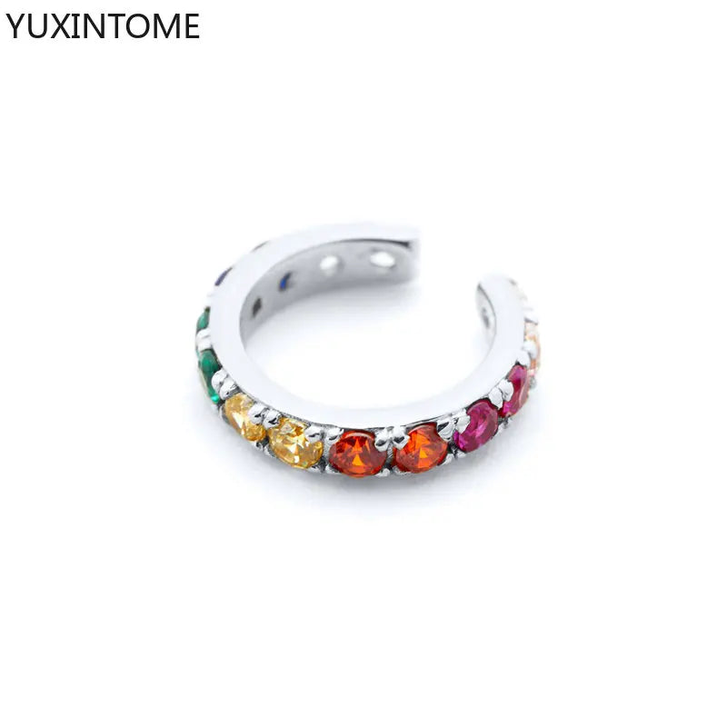 1PC Pave Color Crystal Ear Cuff Adjustable Gold Clip Jewelry