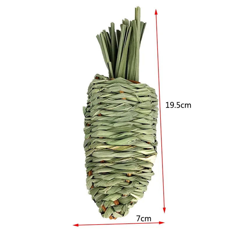 Hand Wove Natural Straw Rope Carrot Hamster Molar Chew toy Small Pets Toys For Hamster Rabbit Grinding Groducts Gnaw Toy Supply