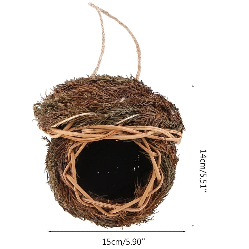 17 Style Birds Nest Bird Cage Natural Grass Egg Cage Bird House Outdoor Decorative Weaved Hanging Parrot Nest Houses Pet Bedroom