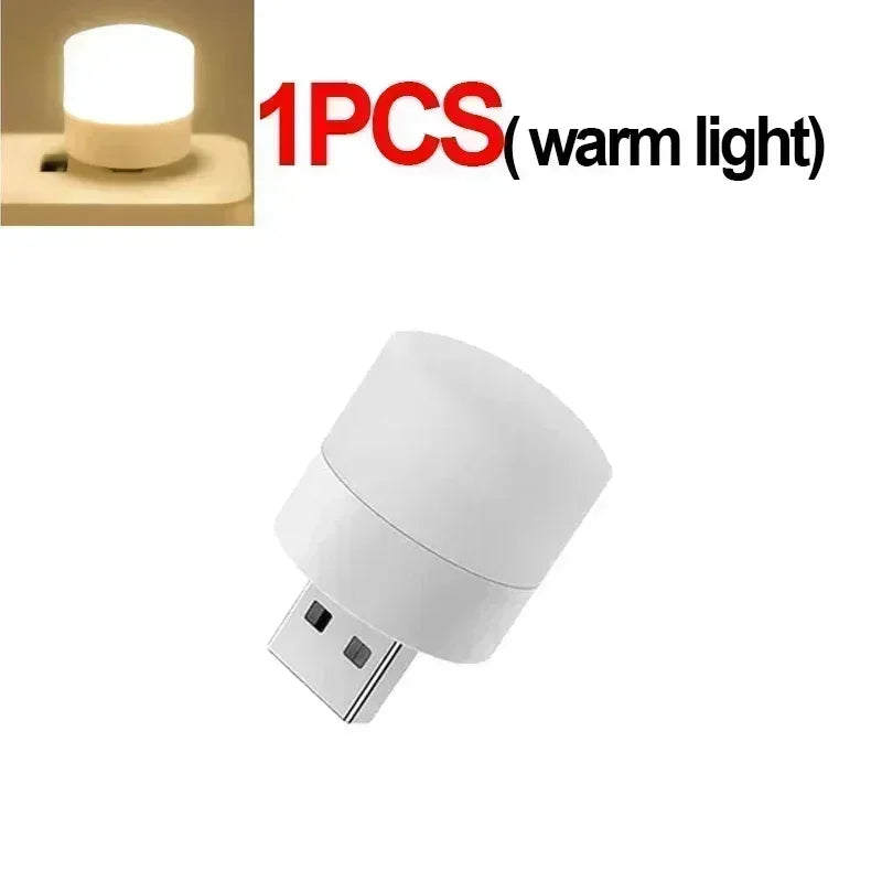 1-20Pcs Mini USB Night Light Warm White Eye Protection LED Lamp