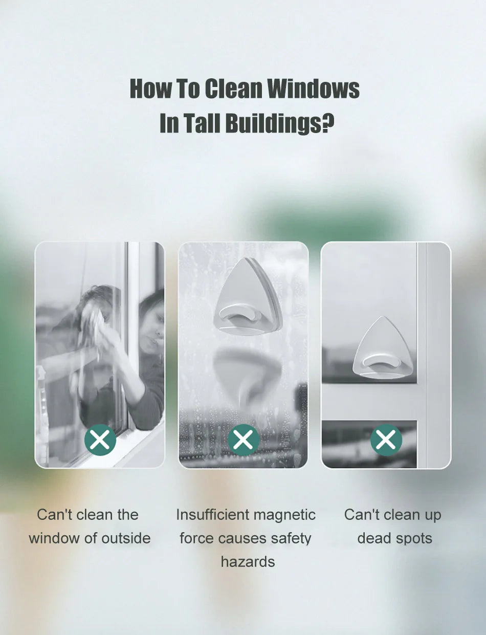 2024 Magnetic Window Cleaner Brush Double-Sided Automatic Water Discharge Wiper for Effortless Glass Cleaning