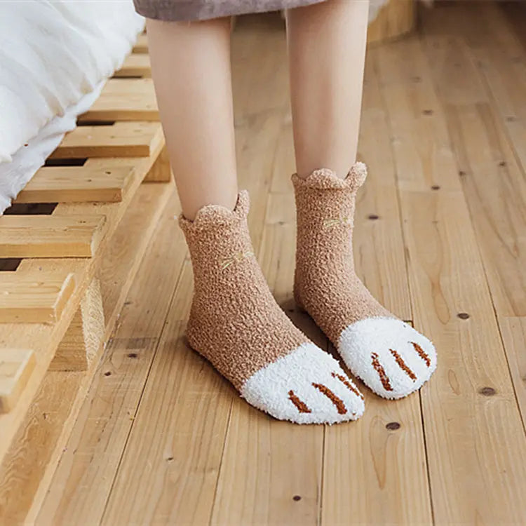 Socks Women Thicken Warm Cute Cat Paw Colorful Winter Sox