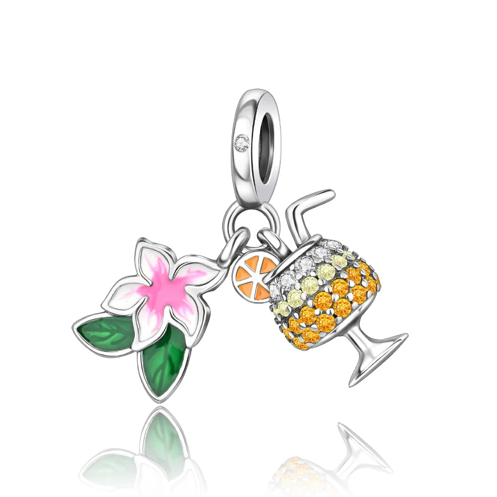 Authentic 925 Sterling Silver Charm Sparkling Star Moon Sun Pendant Jewelry Gift