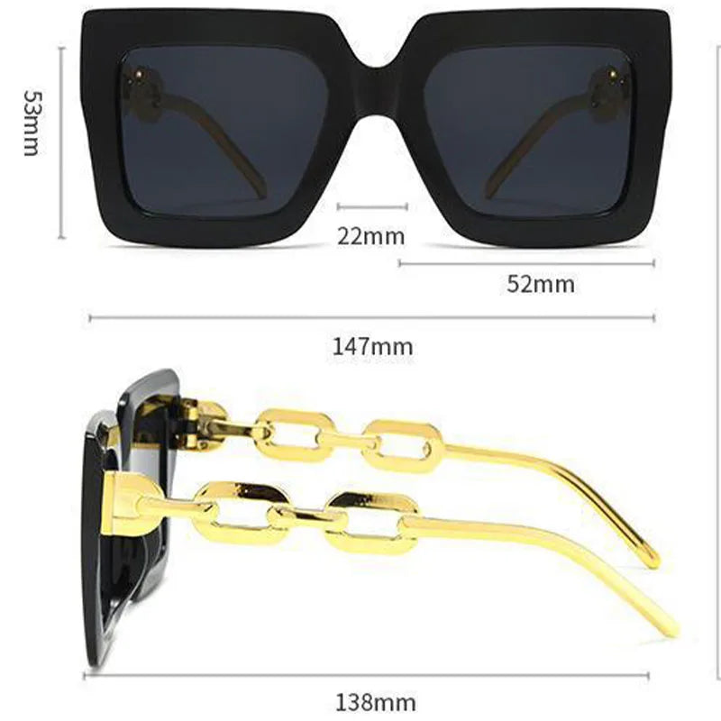 New Women's Square Chain Sunglasses UV400 Vintage Style