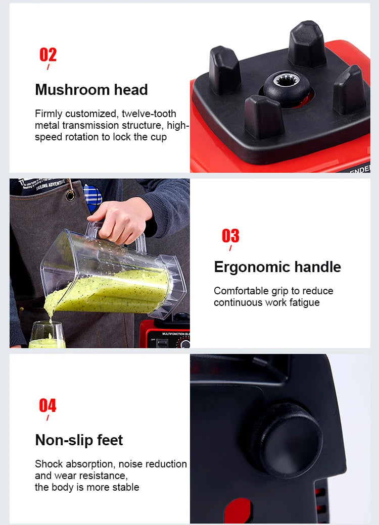 2000W Heavy Duty Commercial Blender – High Power Ice Smoothie Maker