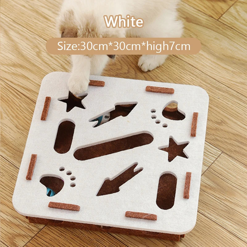 Booteely Cat Puzzle Toy Felt Puzzle Box Cat Exercise Toy with Ball Indoor Sports Entertainment Hunting Cat Toys for Indoor Cats