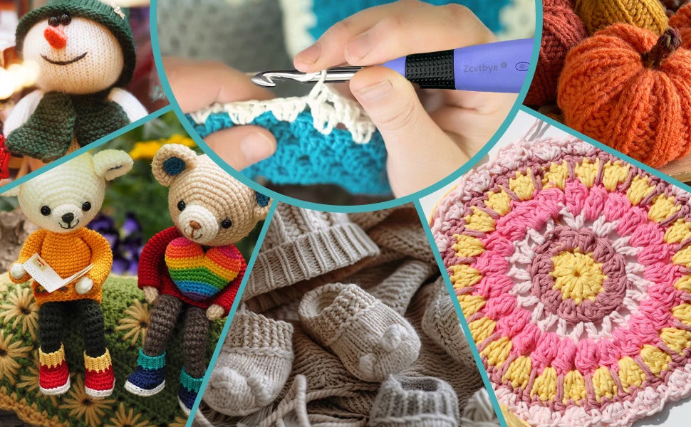 22PCS Lighted Crochet Hook Set with Counter Ergonomic Interchangeable Metal Heads for Comfortable Crocheting