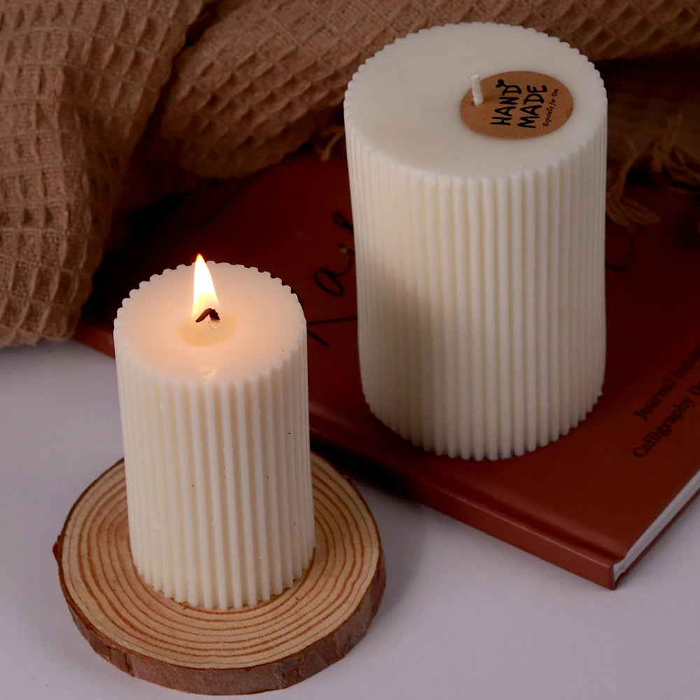 Striped Cylindrical Candle Silicone Mold for DIY Home Decor